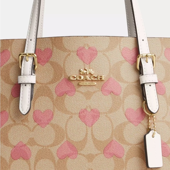 NWT Coach Mollie Tote 25 In Signature With Heart Print CP057 - Picture 4 of 8